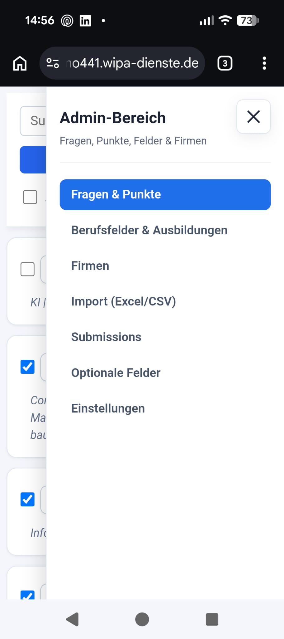 Menüführung